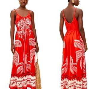 NWT Farm Rio “Majestic Coconut Tree” Red Maxi Dress in size XL 🌴❤️